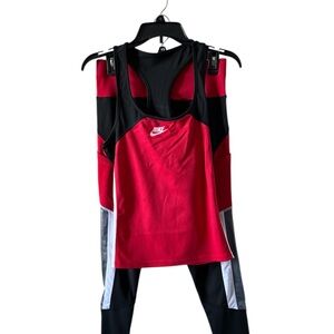 Black and Red Sports Tank and Leggings none authentic